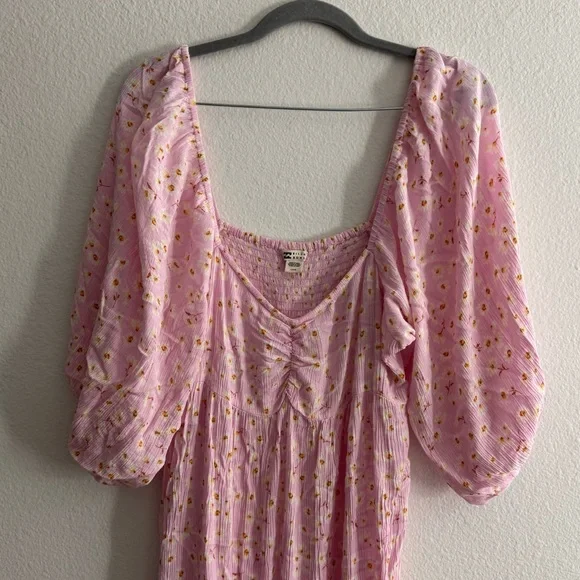 Billabong Women’s Swept Away Pink Long Sleeve Midi Dress Size Large - Picture 5 of 6